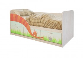 Кровать детская Минима Лего 1,86м с ящиками (дуб атланта/лиловый сад) в Тевризе - tevriz.katalogmebeli.com | фото 9