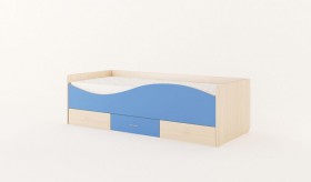 Кровать детская с ящиками Волна (Беленый дуб/Синий) в Тевризе - tevriz.katalogmebeli.com | фото 4