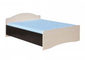 Кровать двойная 1400-1 без матраса (круглые спинки) Венге/Дуб выбеленный в Тевризе - tevriz.katalogmebeli.com | фото 1