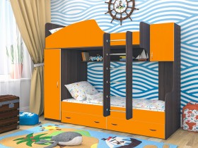Кровать двухъярусная Юниор-2 Бодего/Оранжевый в Тевризе - tevriz.katalogmebeli.com | фото 1