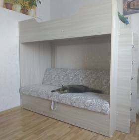 Кровать двухъярусная с диваном (Беленый дуб) в Тевризе - tevriz.katalogmebeli.com | фото