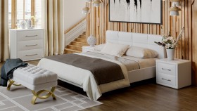 Кровать «Элис» c мягкой обивкой тип 1 Экокожа/Белый/1600 в Тевризе - tevriz.katalogmebeli.com | фото