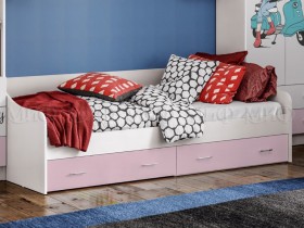 Кровать Fashion-1 Вега 0,9 м (Белый/Розовый) в Тевризе - tevriz.katalogmebeli.com | фото 1