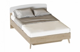  Кровать Калгари 1400 с основанием Дуб натуральный светлый/Белый матовый в Тевризе - tevriz.katalogmebeli.com | фото