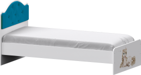 Кровать Каспер с мягкой спинкой и фотопечатью (800х1900)  Белый/Бирюза в Тевризе - tevriz.katalogmebeli.com | фото 1