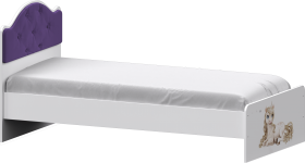 Кровать Каспер с мягкой спинкой и фотопечатью (800х1900)Белый/Фиолетовый в Тевризе - tevriz.katalogmebeli.com | фото