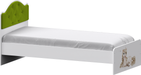 Кровать Каспер с мягкой спинкой и фотопечатью (800х1900)Белый/Лайм в Тевризе - tevriz.katalogmebeli.com | фото 1