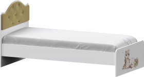 Кровать Каспер с мягкой спинкой и фотопечатью (800х1900)  Белый/Ваниль в Тевризе - tevriz.katalogmebeli.com | фото 1