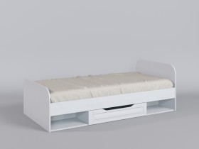 Кровать Классика 1950х950 (Белый/корпус Выбеленное дерево) в Тевризе - tevriz.katalogmebeli.com | фото 1