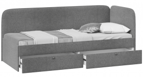 Кровать «Молли» с мягкой обивкой (900) тип 1 (Микровелюр Scandi Graphite 22) в Тевризе - tevriz.katalogmebeli.com | фото 2