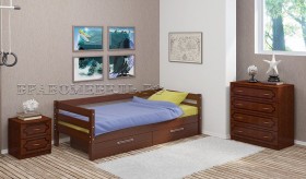 Кровать одинарная ГЛОРИЯ из массива сосны  900*2000 (Орех) в Тевризе - tevriz.katalogmebeli.com | фото