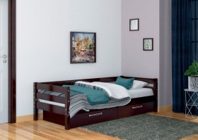 Кровать одинарная ГЛОРИЯ из массива сосны  900*2000 (Орех Тёмный) в Тевризе - tevriz.katalogmebeli.com | фото