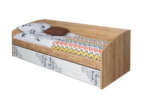 Кровать с 2 ящиками «Оксфорд» (Ривьера/Белый с рисунком) в Тевризе - tevriz.katalogmebeli.com | фото 3