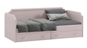 Кровать с мягкой обивкой и ящиками «Кантри» Тип 1 (900) (Велюр пудровый) в Тевризе - tevriz.katalogmebeli.com | фото