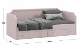 Кровать с мягкой обивкой и ящиками «Кантри» Тип 1 (900) (Велюр пудровый) в Тевризе - tevriz.katalogmebeli.com | фото 2