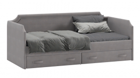 Кровать с мягкой обивкой и ящиками «Кантри» Тип 1 (900) (Велюр Светло-серый) в Тевризе - tevriz.katalogmebeli.com | фото