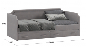 Кровать с мягкой обивкой и ящиками «Кантри» Тип 1 (900) (Велюр Светло-серый) в Тевризе - tevriz.katalogmebeli.com | фото 3