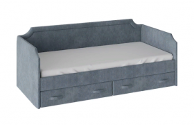 Кровать с мягкой обивкой и ящиками «Кантри» Тип 1 (900) (Замша синяя) в Тевризе - tevriz.katalogmebeli.com | фото 1