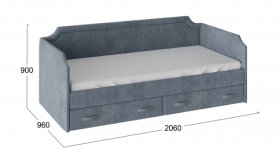 Кровать с мягкой обивкой и ящиками «Кантри» Тип 1 (900) (Замша синяя) в Тевризе - tevriz.katalogmebeli.com | фото 3