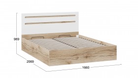 Кровать с подъемным механизмом «Фьюжн» Дуб Делано/Белый глянец в Тевризе - tevriz.katalogmebeli.com | фото 2