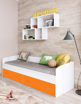 Кровать с выкатными ящиками Винтерберг/Оранжевый в Тевризе - tevriz.katalogmebeli.com | фото