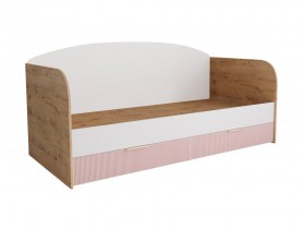 Кровать с ящиками ДКД 2000.1 Лавис (Белый софт/Роза/корпус Дуб бунратти) в Тевризе - tevriz.katalogmebeli.com | фото