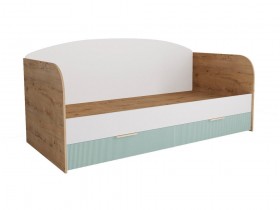 Кровать с ящиками ДКД 2000.1 Лавис (Белый софт/Зеленый софт/корпус Дуб бунратти) в Тевризе - tevriz.katalogmebeli.com | фото
