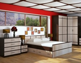 Кровать Сакура с настилом и ящиками 1,4 (Венге/Лоредо) в Тевризе - tevriz.katalogmebeli.com | фото 3