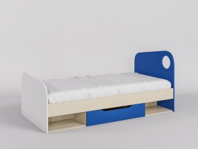 Кровать Скай 1950х950 (Синий/Белый/корпус Клен) в Тевризе - tevriz.katalogmebeli.com | фото