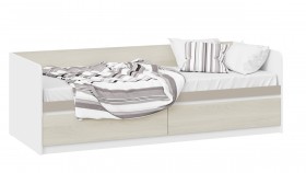 Кровать «Сканди» с 2 ящиками Дуб Гарден/Белый/Глиняный серый в Тевризе - tevriz.katalogmebeli.com | фото 1