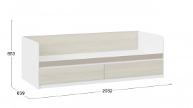 Кровать «Сканди» с 2 ящиками Дуб Гарден/Белый/Глиняный серый в Тевризе - tevriz.katalogmebeli.com | фото 3