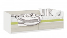 Кровать «Сканди» с 2 ящиками Дуб Гарден/Белый/Зеленый в Тевризе - tevriz.katalogmebeli.com | фото