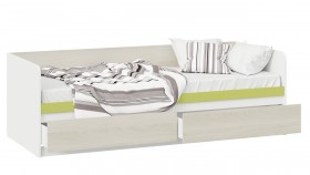 Кровать «Сканди» с 2 ящиками Дуб Гарден/Белый/Зеленый в Тевризе - tevriz.katalogmebeli.com | фото 2