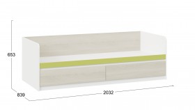 Кровать «Сканди» с 2 ящиками Дуб Гарден/Белый/Зеленый в Тевризе - tevriz.katalogmebeli.com | фото 3