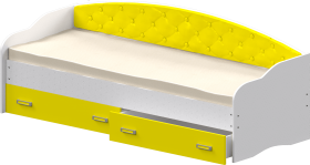 Кровать Софа-7 с мягкой спинкой (800х1900) Белый/Желтый в Тевризе - tevriz.katalogmebeli.com | фото