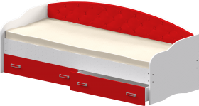 Кровать Софа-7 с мягкой спинкой (800х1900) Белый/Красный в Тевризе - tevriz.katalogmebeli.com | фото 1