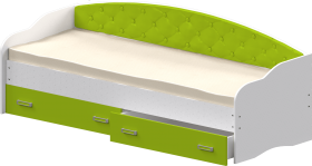 Кровать Софа-7 с мягкой спинкой (800х1900) Белый/Лайм в Тевризе - tevriz.katalogmebeli.com | фото 1