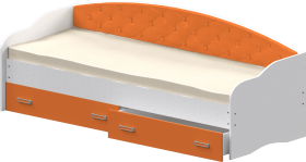 Кровать Софа-7 с мягкой спинкой (800х1900) Белый/Оранжевый в Тевризе - tevriz.katalogmebeli.com | фото 1