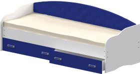 Кровать Софа-7 с мягкой спинкой (800х1900) Белый/Синий в Тевризе - tevriz.katalogmebeli.com | фото 1