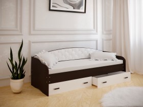 Кровать Софа-7 с мягкой спинкой (800х1900) Венге/ Белый в Тевризе - tevriz.katalogmebeli.com | фото