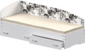 Кровать Софа-9 с мягкой спинкой с рисунком Милана (900х1900) Белый в Тевризе - tevriz.katalogmebeli.com | фото