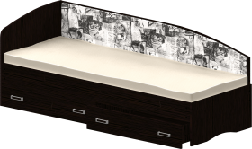 Кровать Софа-9 с мягкой спинкой с рисунком Милана (900х1900) Венге в Тевризе - tevriz.katalogmebeli.com | фото
