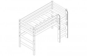 Кровать Соня вариант 5 полувысокая с прямой лестницей белый полупрозрачный в Тевризе - tevriz.katalogmebeli.com | фото 3