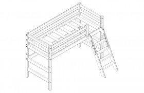 Кровать Соня вариант 6 полувысокая с наклонной лестницей Белый полупрозрачный в Тевризе - tevriz.katalogmebeli.com | фото 3