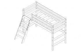 Кровать Соня вариант 6 полувысокая с наклонной лестницей Белый полупрозрачный в Тевризе - tevriz.katalogmebeli.com | фото 4