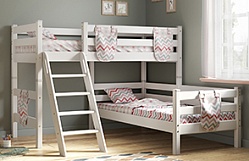 Кровать Соня вариант 8 угловая с наклонной лестницей Белый полупрозрачный в Тевризе - tevriz.katalogmebeli.com | фото
