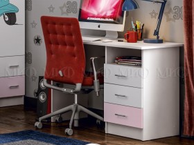 Стол письменный Fashion-1 Вега (Белый/Розовый) в Тевризе - tevriz.katalogmebeli.com | фото 1