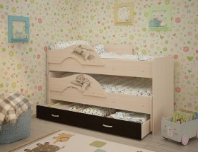 Кровать выкатная Радуга-Сафари детская 1600 Млечный дуб/Венге в Тевризе - tevriz.katalogmebeli.com | фото