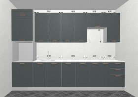 Кухня Квадро 3,2 м (высокие модули/Железо/Серый) в Тевризе - tevriz.katalogmebeli.com | фото 3