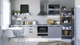 Модульная кухня Глетчер 3 м (Гейнсборо силк/белый) в Тевризе - tevriz.katalogmebeli.com | фото